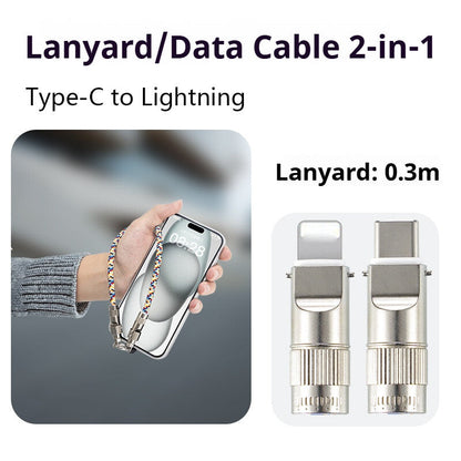 Mobile phone lanyard data cable